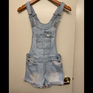 Mitzi Mitche girl’s light washed cuffed overalls s